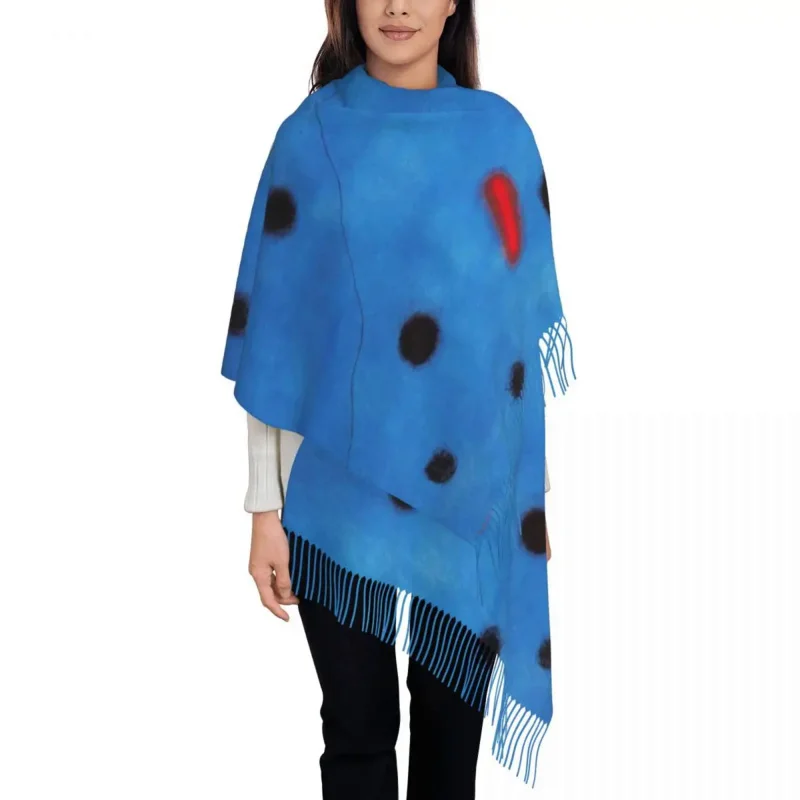 

Stylish Joan Miro Tassel Scarf Women Winter Warm Shawl Wrap Ladies Abstract Art Scarves