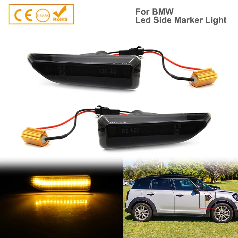 

Smoked Lens Front Fender Signal Side Marker Lamp Assembly For 2017-up MINI Cooper F60 Countryman SideMarker Light