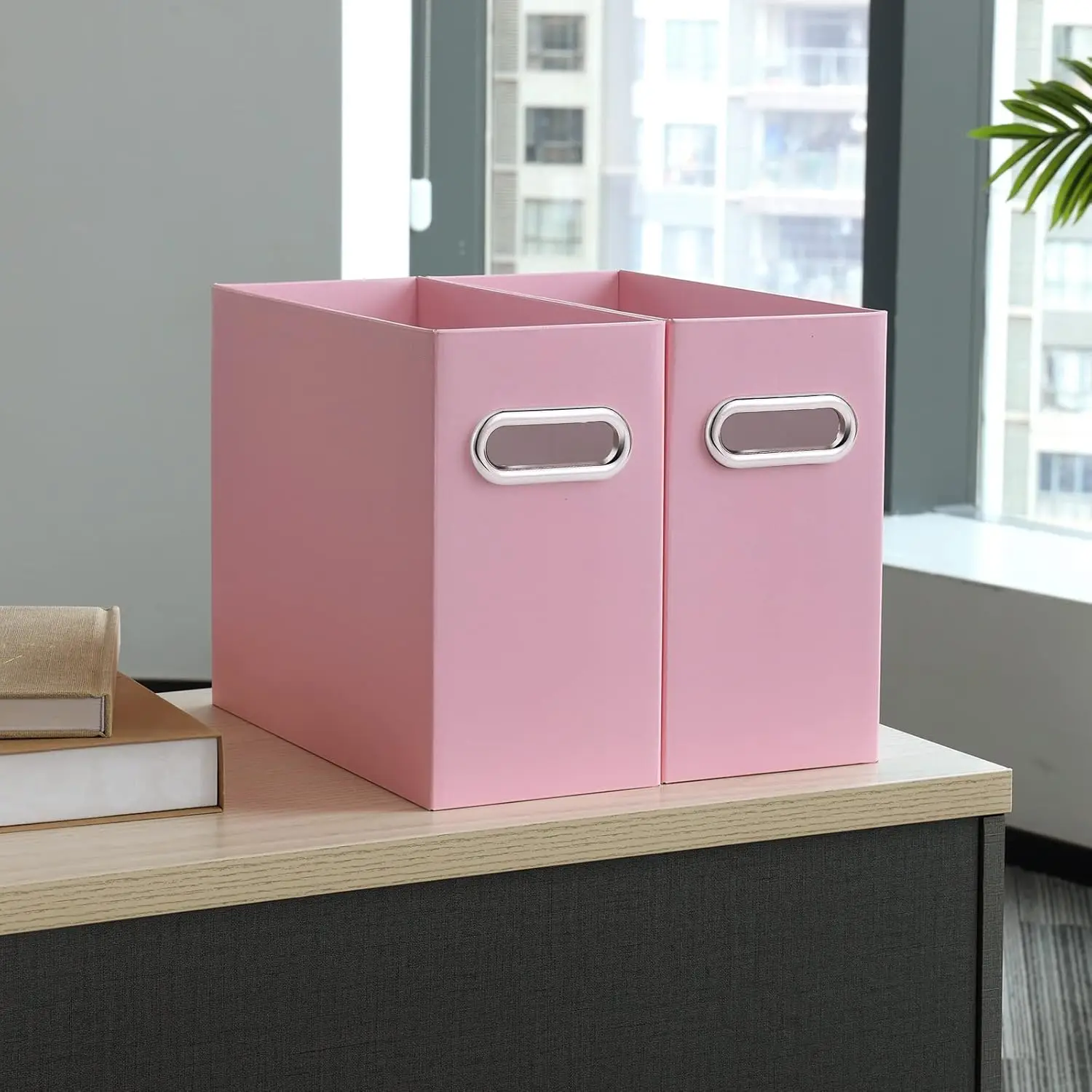 File Organizer Collapsible File Box Hanging Organizer Letter Size 2Pack