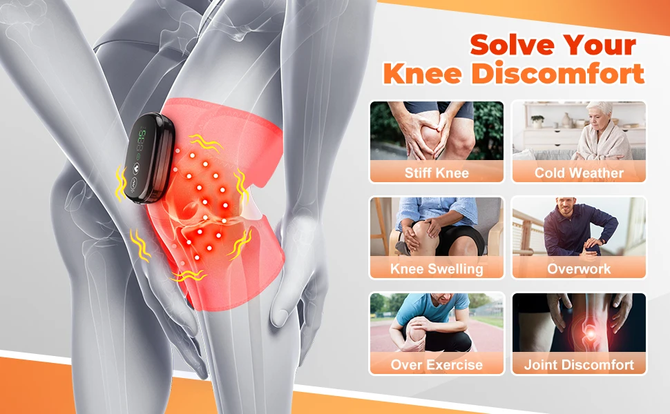 Heating Knee Massage Pad Protection Vibration Red Light Vibrador Joint Pain Relief Instrument Swelling Arthritis Leg Elbow 7