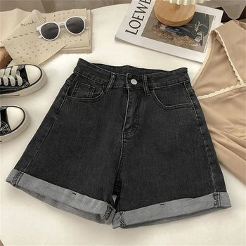 Women High Waist Denim Shorts Sexy Girl Spring Summer New In Short Jeans Wide Leg A Line Y2K Hot Pants Cowboy Casual Streetwear 10