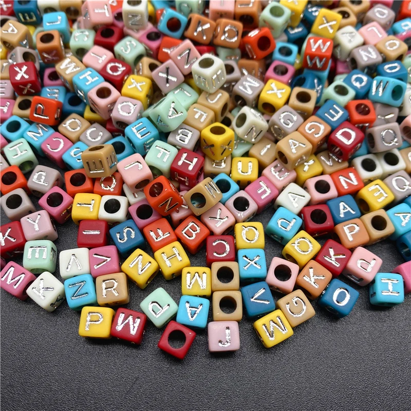 50pcs Letter Acrylic Constellation Beads Charm Square Alphabet Spacer Beads  For Jewelry Making Handmade Diy Bracelet Necklace