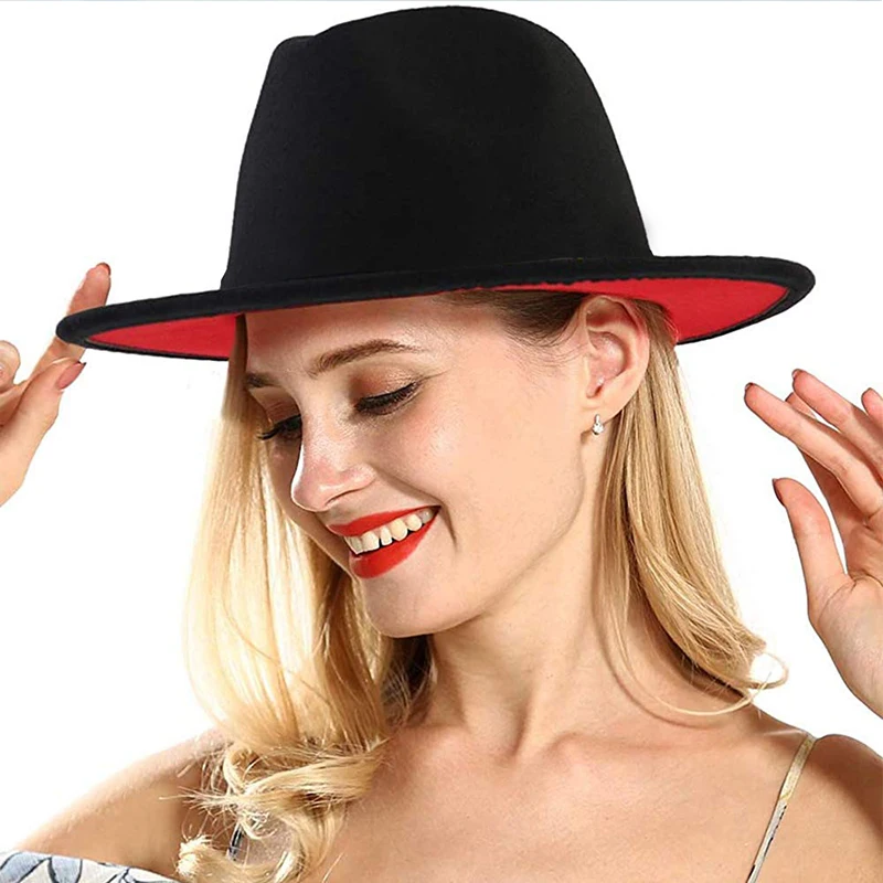 Fedora-Hut Damen & Herren – Klassisch, Breite Krempe, Zweifarbiger Farbverlauf, Aus Filz – One Size