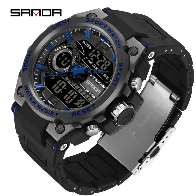 

NEW SANDA G Style Men LED Digital Watch Military Sports Watches Dual Display Waterproof Electronic Wristwatch Relogio Masculino