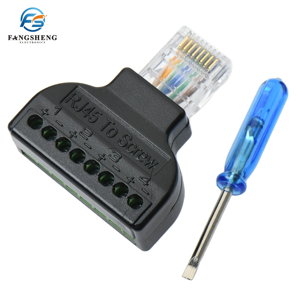 JUNXIAO-4PCS RJ45 Female To 8 Pin Screw Terminal,8P8C Ethernet Screw Terminal Connector Rj45 Female Connector Cctv Dvr Cat5 Cat6 Cat7 Network Adapter - View #5