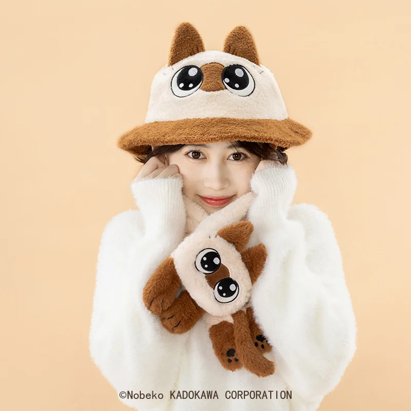 

Kawayi Siamese Cat Fisherman Hat Versatile In Autumn Winter With Bean Paste Scarf For Warm And Cold Protection Christmas Gift