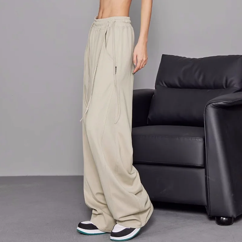 Y2K Clothing Street Fashion Workwear Straight Trousers High Waist Slimming Loose Khaki length Warm for Women Casual Pants