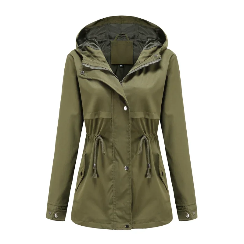 BTQWFD Winter Trench Jackets Women's Coats Female Clothing 2024 Overcoat Ladies Raincoats Long Sleeve with Pocket Windbreaker