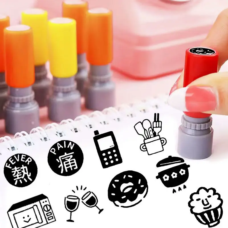 

Ha12 Children's Small Seal Daily Supplies Sports Food Notebook Clock-in Pattern Photosensitive Seal