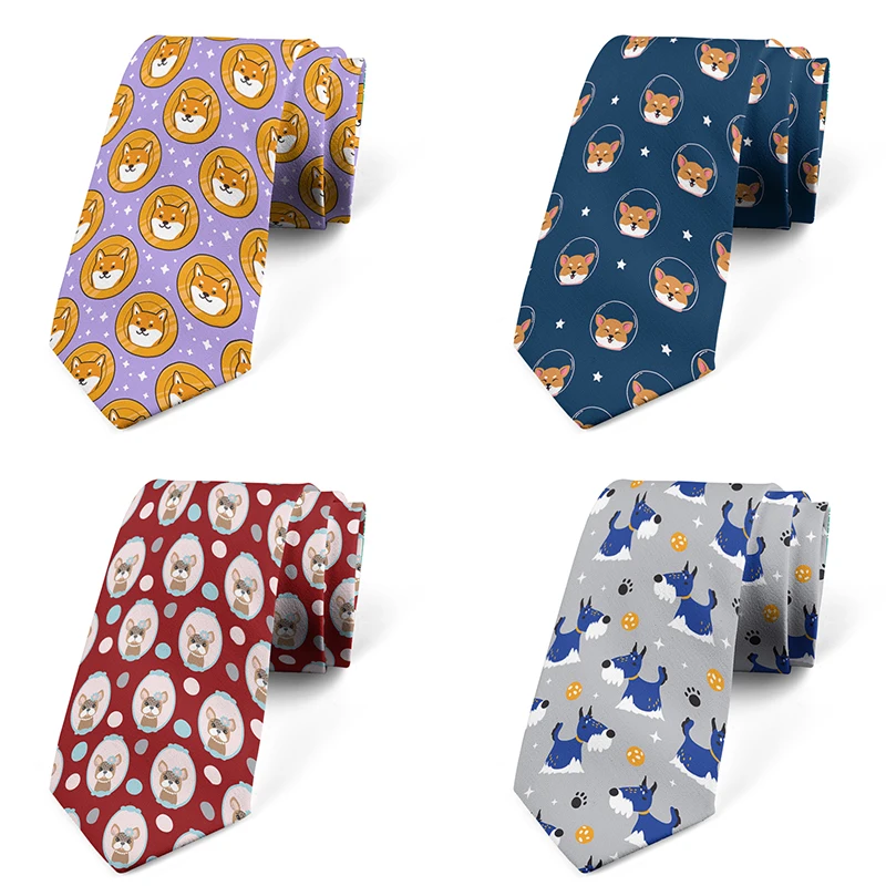 

New Funny Men Tie 8CM Cute Cartoon Animal Personality Trendy Casual Business Polyester Necktie Bar Club Elegant Collocation Tie