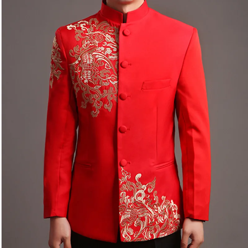 red tunic men satin blouse tops traditional chinese tunic suits for men clothing for tang suit tai chi costume oriental top