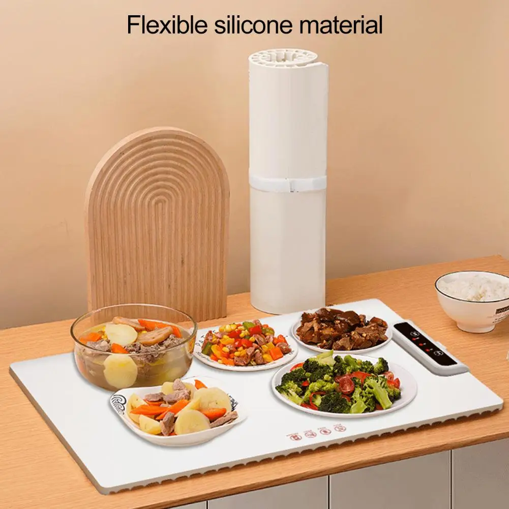 Roll-up Cutting Board Portable Electric Warming Tray with Adjustable Temperature Foldable Design Silicone Warm for Fast