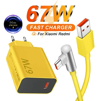 Chargeur rapide Turbo 6A 67W, pour Xiaomi 11 12 13 14 15 Ultra Redmi Note 11T 12 13 POCO X4 X5 X6 Pro Type C, câble coudé de chargement USB
