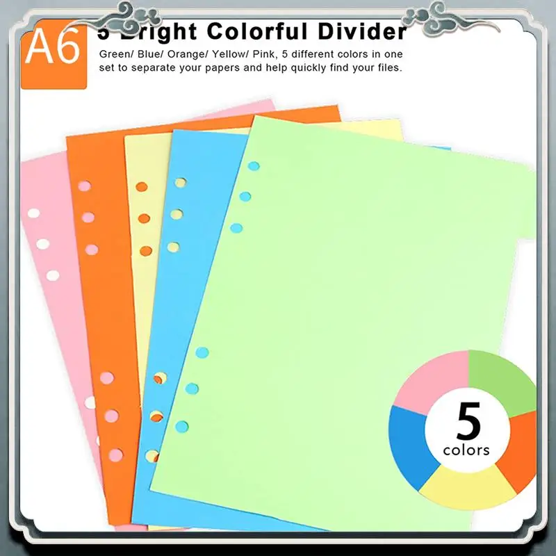 ABIJ-20 세트 A6 주제 분배기 종이 시트, 펀치 파일 카드 분배기, 노트북 삽입 플래너 용 탭 인덱스 분배기