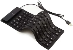 Foldable Waterproof USB Wired Silicone Keyboard with Silent Typing and Soft Touch Keys (Black)