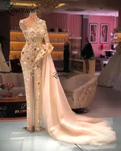 

Lowime Sparkly Crystals Long Mermaid Evening Dresses 2022 Couture Wedding Party Dress Beaded Formal Luxury Prom Gowns Plus Size