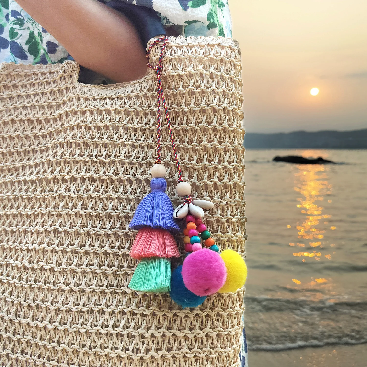Beaded Key Chain Handmade Purse Charm Boho Bag Charm Key 