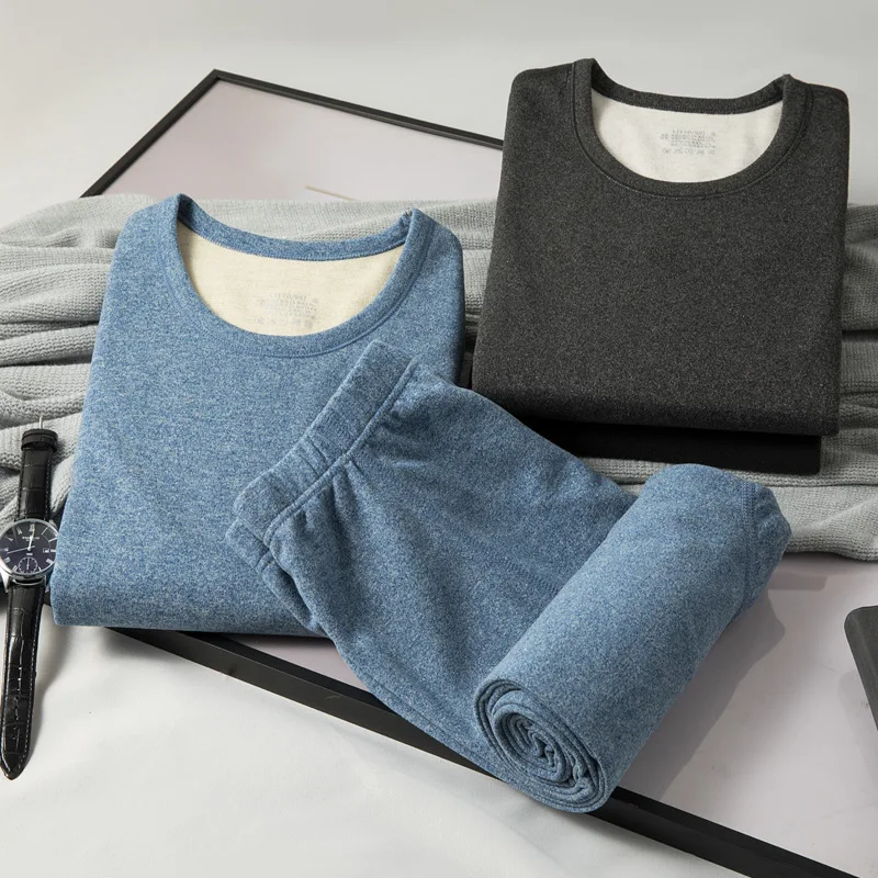 Velvet Thick Warm Long John Women Winter Clothes Wool Thermal Underwear for Men Plus Size Thermal Set Female Second Skin Suit