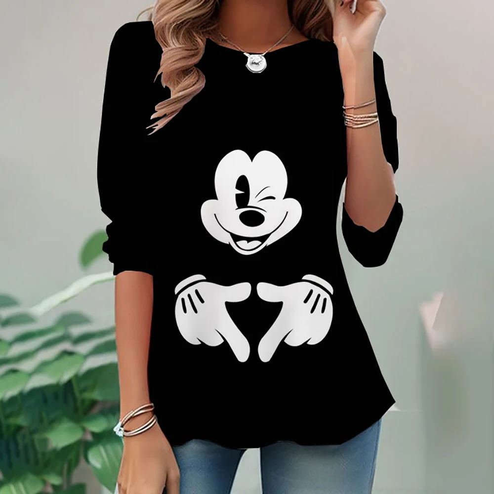 HIDDEN MICKEY PRINT WOMEN'S T-SHIRT THREE QUARTER SLEEVE SIDE POCKET main image 1
