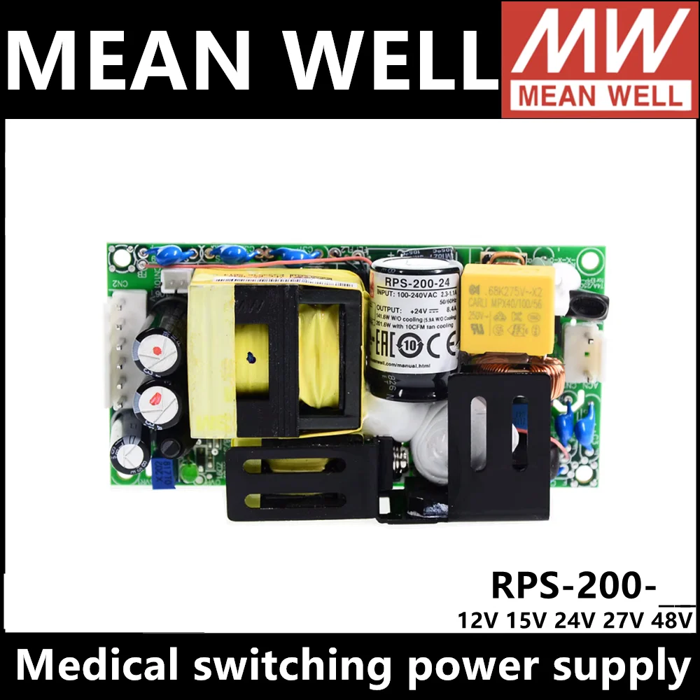 

MEAN WELL RPS-200-12 RPS-200-15 RPS-200-24 RPS-200-27 RPS-200-48 Medical switching power supply PCB type Low leakage current MW