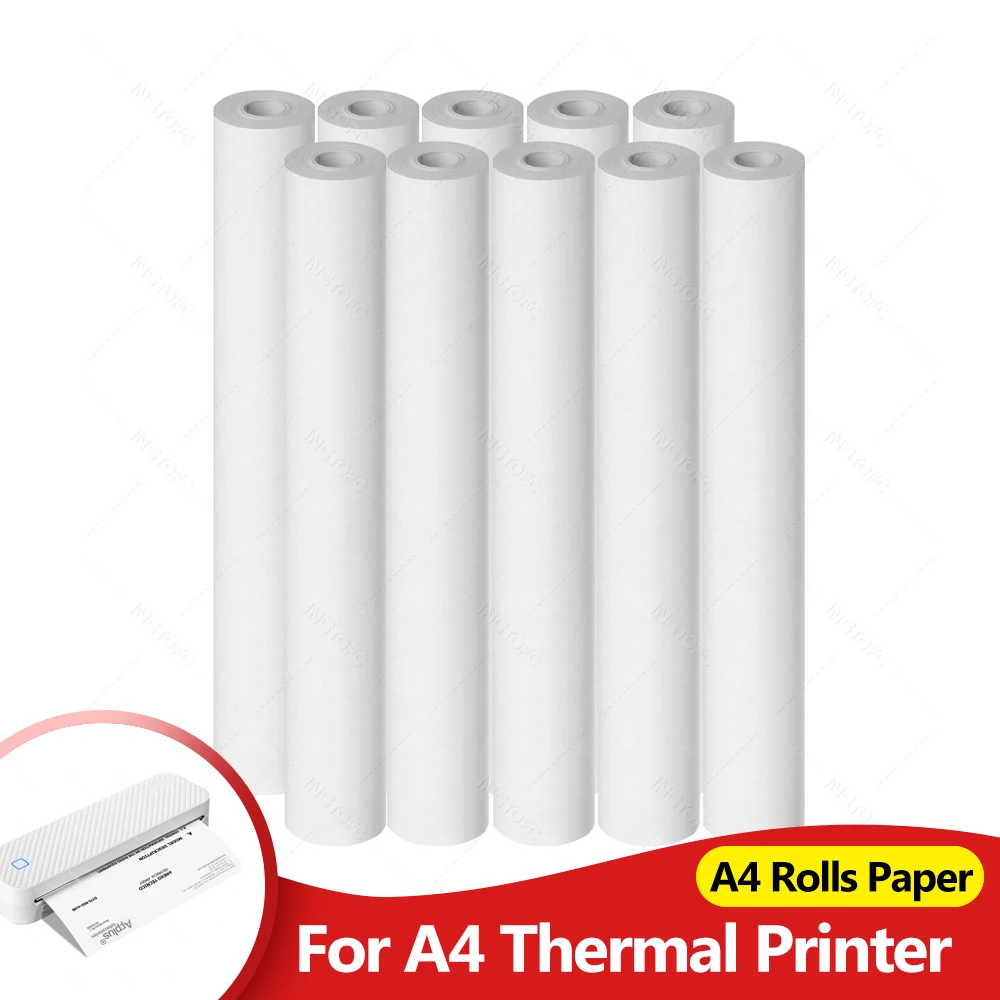 A4 Thermal Paper 20 Rolls 210*30mm for A4 Wireless Bluetooth A40 Printer Rolls Quick-dry