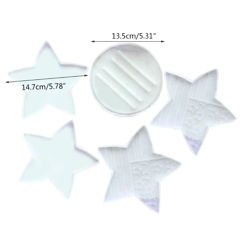 5 Pcs/Set Coaster+Cup Stand Epoxy Resin Mold Cup Mat+Storage Rack Table Mat Holder Silicone Mould DIY Crafts Tool