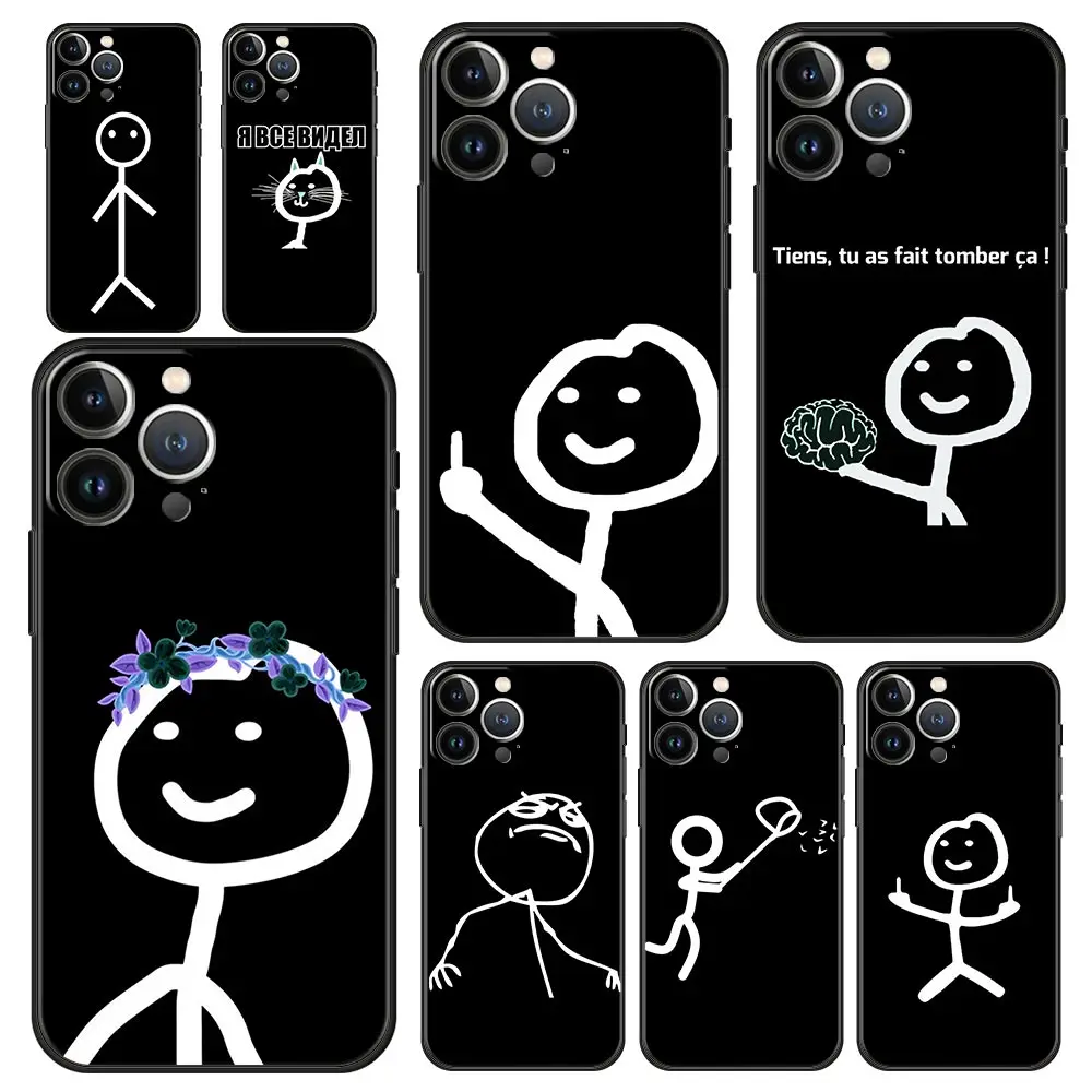 

funny Cute Cartoon Matchman Luxury Soft Phone Case For iPhone 13 15 14 12 11 Pro MAX XR X SE XS 7 8 Plus Silicone Black Cover