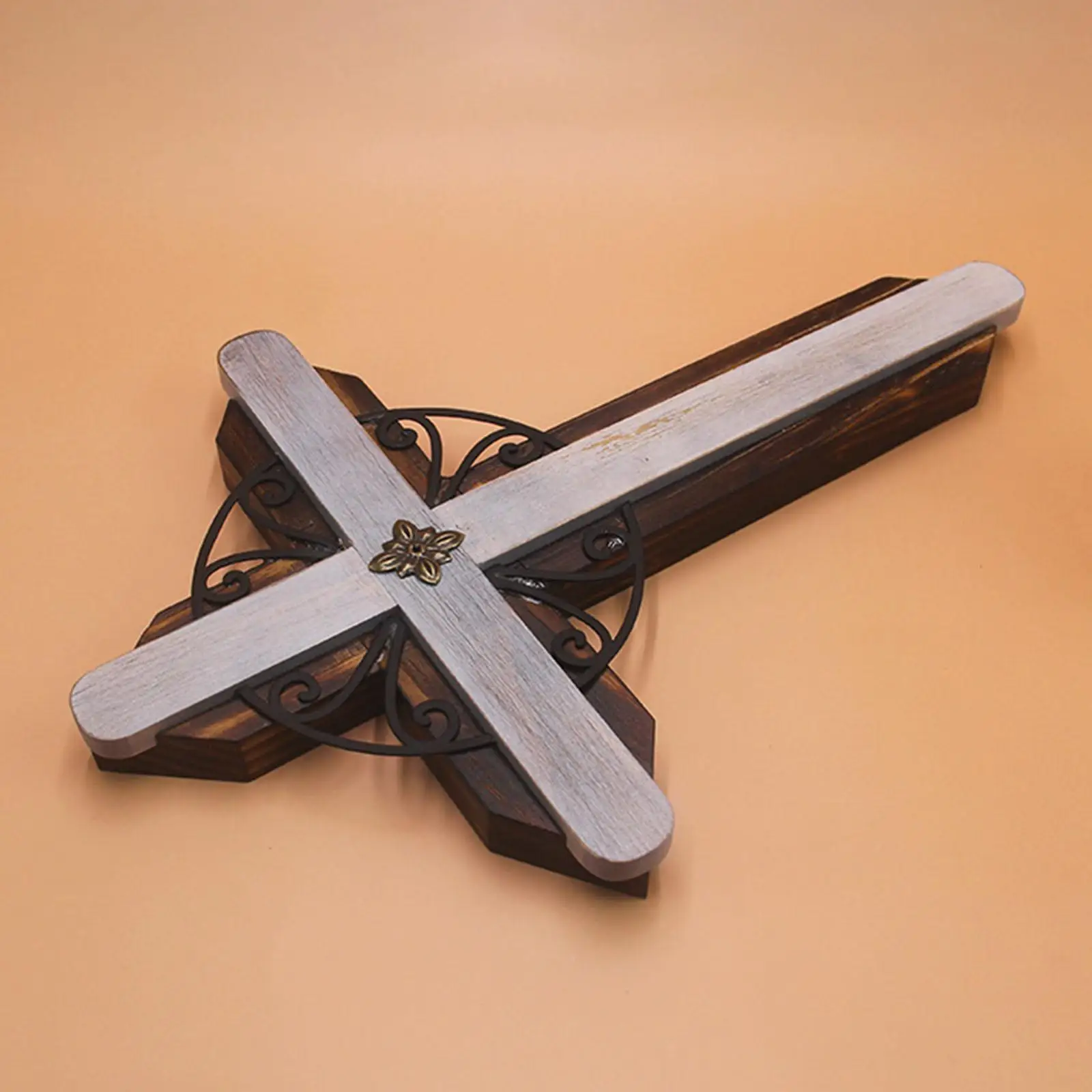 Christian Wall Cross Decorative Sculpture, Elegant Design, 34x25cm