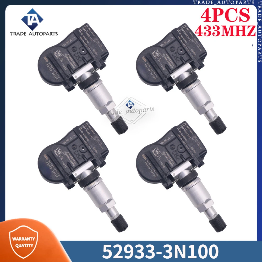 

4Pcs/lot Tire Pressure Monitor Sensor TPMS 433MHZ For Hyundai Accent Genesis Ix55 Kia Sorento 52933-3N100 529332M650 52933-B1100