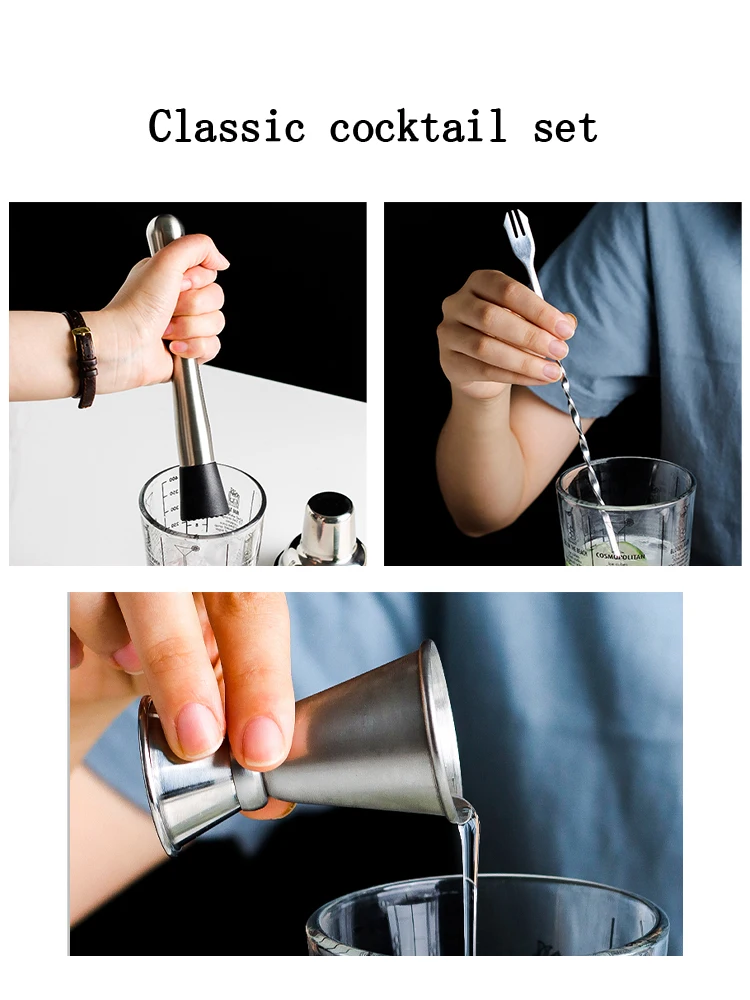 Description Picture 3 of itemCocktail Shaker 400ml Glass Transparent Cup Mixing Wine Glass Party Bar Bartender Hand Cocktail Stainless Steel Bartender Tools