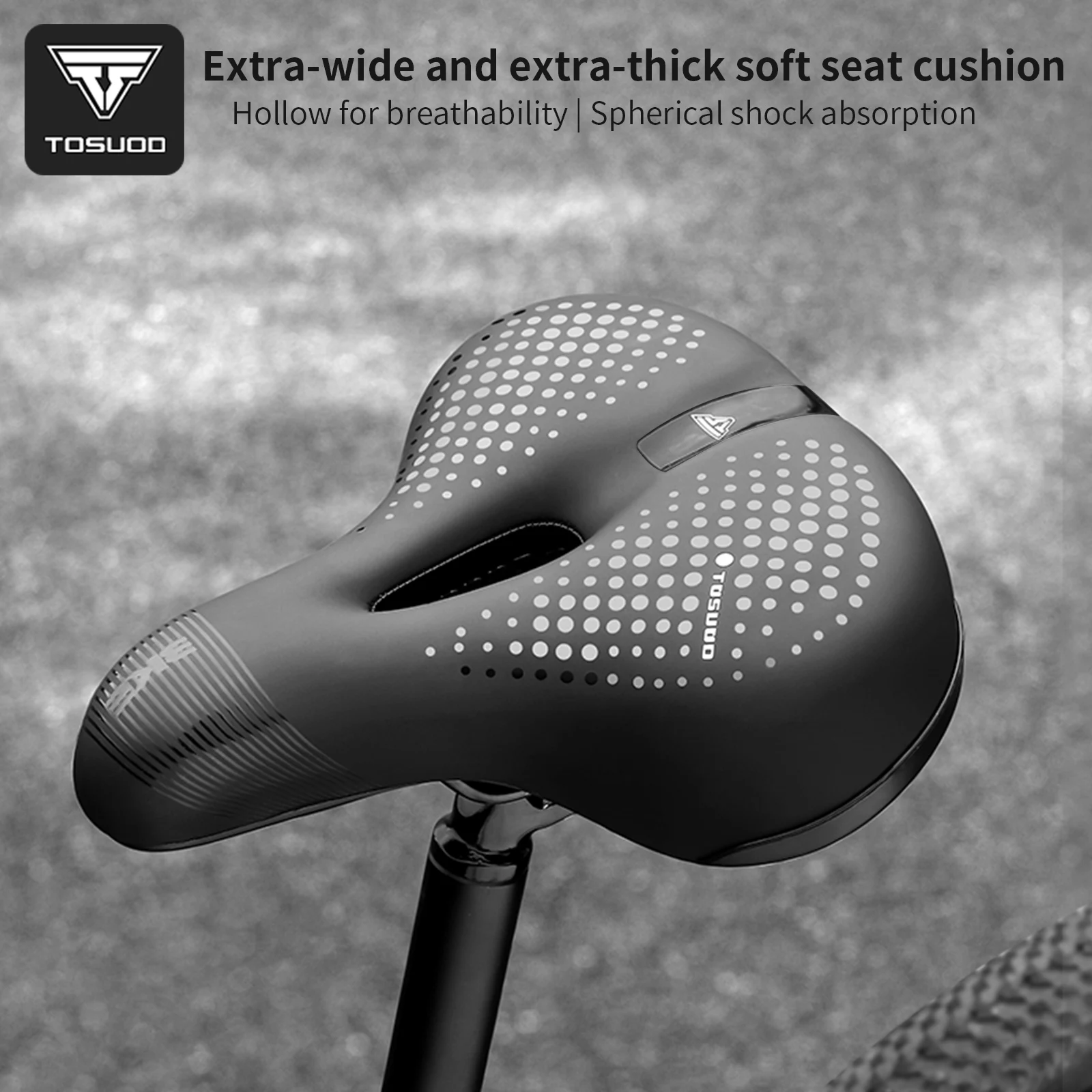 TOSUOD Hollow Bicycle Saddle Soft Shock Absorbing Waterproof Tools Included
