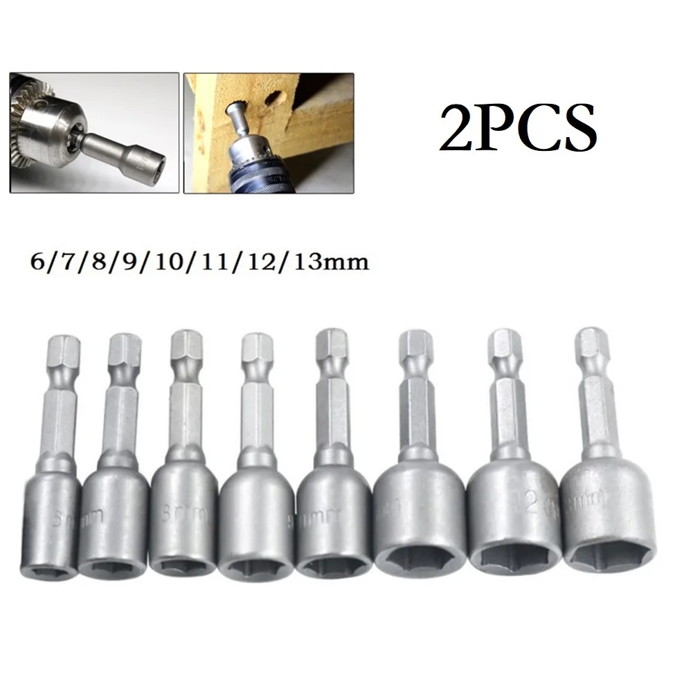 

2PCS 6-13mm Impact Socket Magnetic Nut Screwdriver 1/4 Hex Key Set Drill Bit Adapter For Power Drills Magnetic Drivers