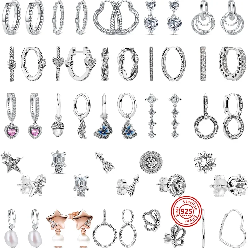 

2024 Hot selling Women's Classic 925 Sterling Silver Bracelet Original Charm Ring Earrings DIY Gift Luxury Jewelry Necklace
