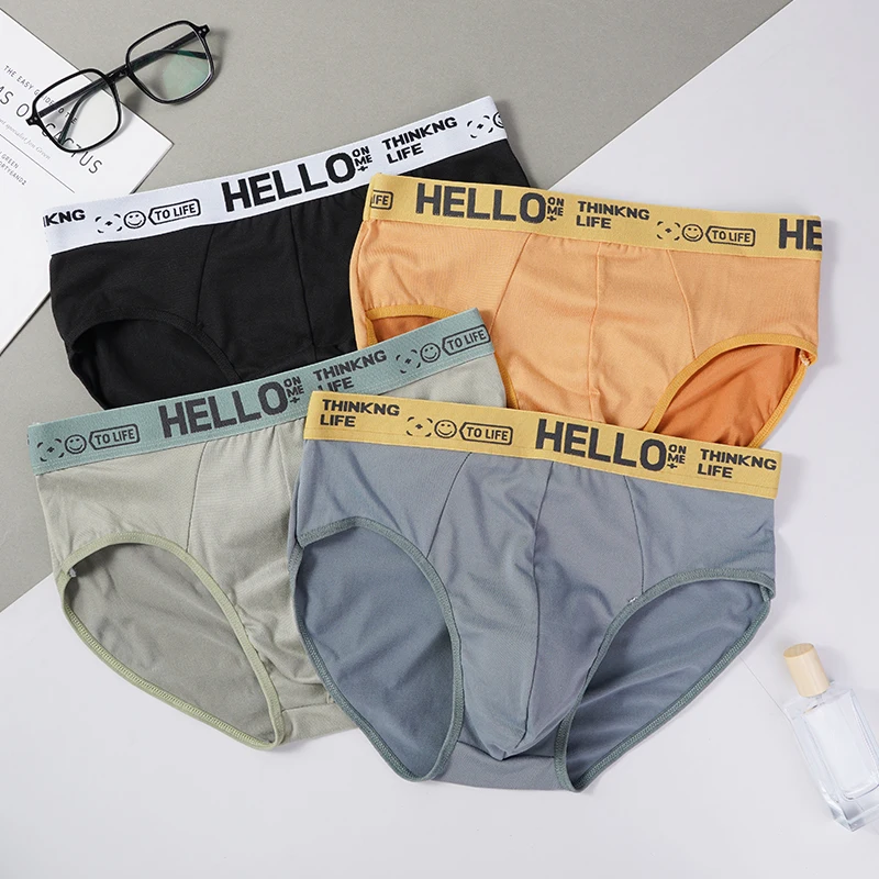 

3 Pcs/Lot Men's Breathable Letter Briefs Underwear Sexy Shorts Elastic Underpants Calzoncillos Para Hombres Large Size Panties