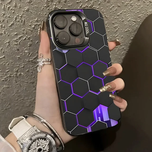Advanced Fashion Honeycomb Matte Nest Square Phone Protective Case Suitable For Iphone Series Frosted Anti Fingerprint PhoneCase 5