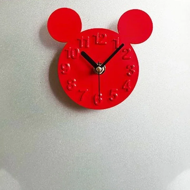 Cartoon Disney Mickey Mouse 3D Wall Clock Wall Stickers Creative Wall Clocks Removable Art Home Decor Living Room Quartz Needle 6