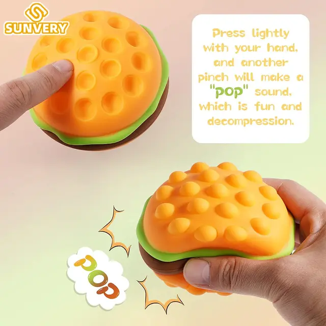 Burger Stress Ball 3D Squishy Hamburger Fidget Toys Silicone Decompression Silicone Squeeze Fidget Ball Fidget Sensory Toy 2022 4