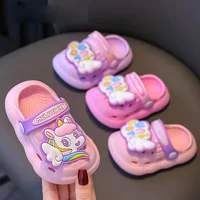 Summer Aged 0-4 Children Slippers Cute Cartoon Pony Baby Sandals For Girls Flip Flops Non-Slip Toddler Home Kids Garden Shoes 4
