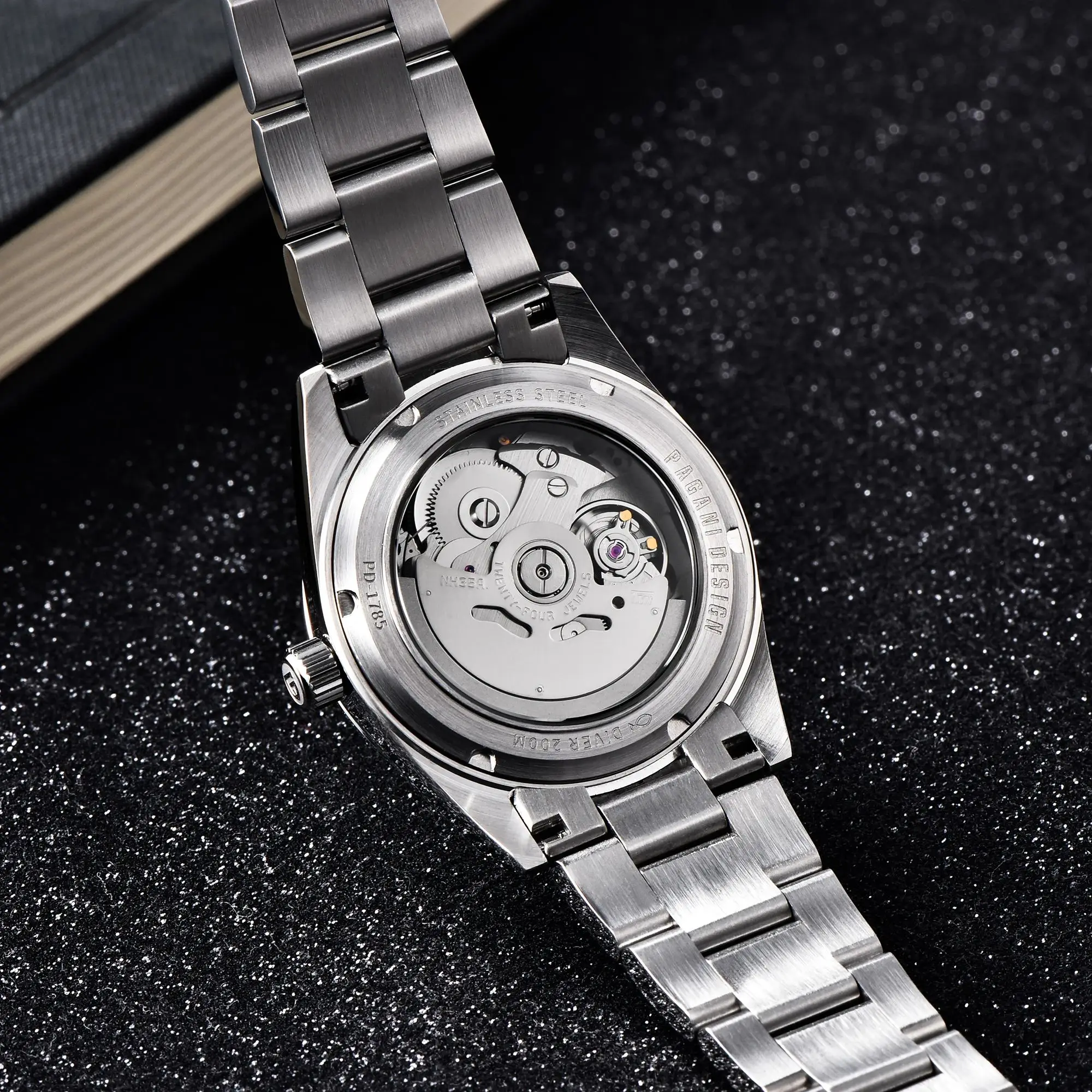 Pagani Design 2024 New 36.5MM NH35 Men's Automatic Mechanical Watch Luxury Sapphire Stainless Steel Diving Sport 20Bar Glow C3 W