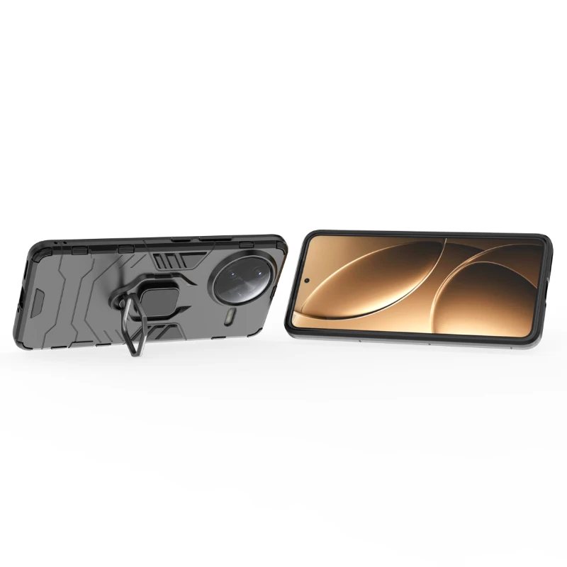 Shockproof Armor Phone Case with Metal Ring Holder and Magnetic Protection - Anti-Fall Back Cover