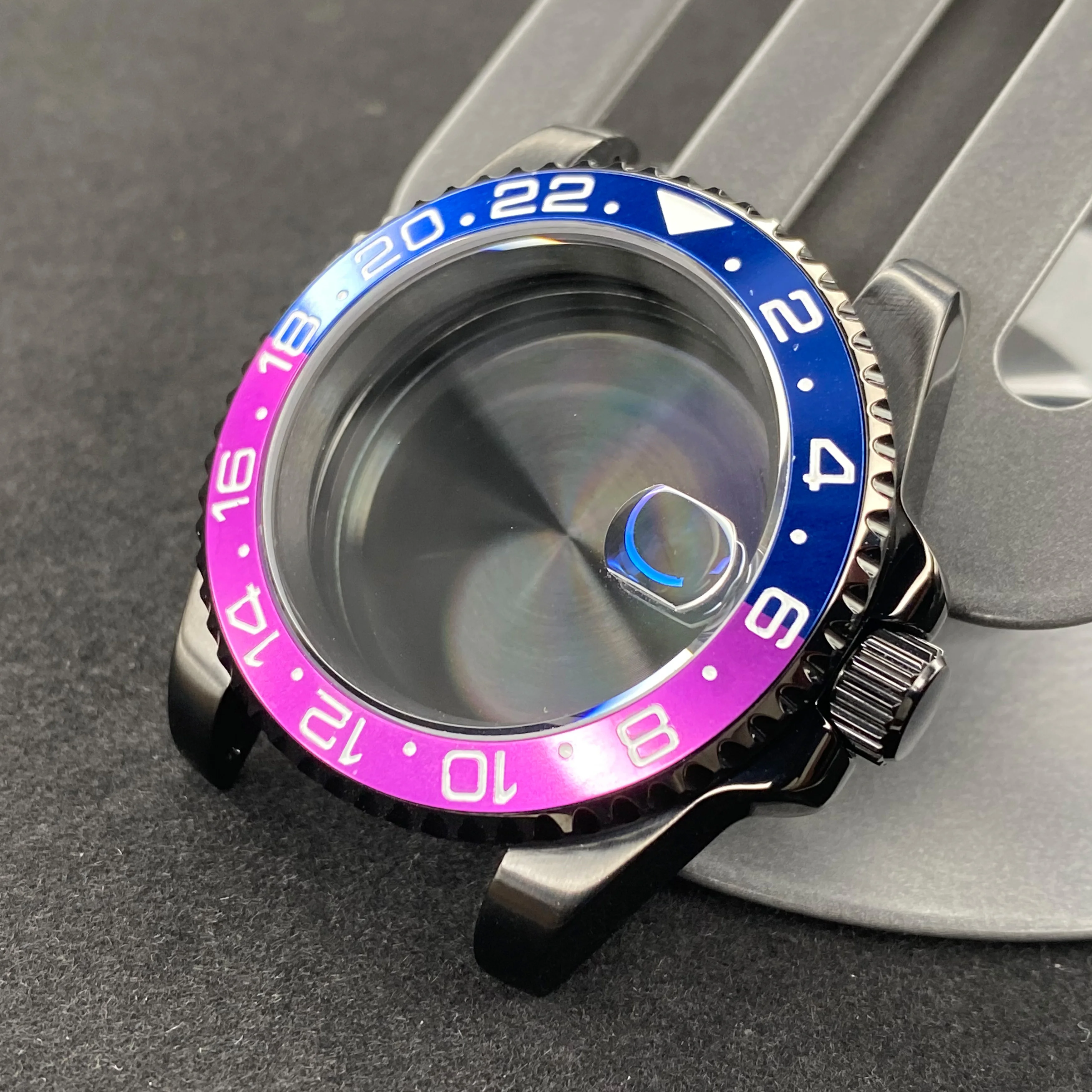 Elegant 40mm Black Watch Case with 120-Click Bezel for Automatic Mechanical Movement - Premium Dial Accessories