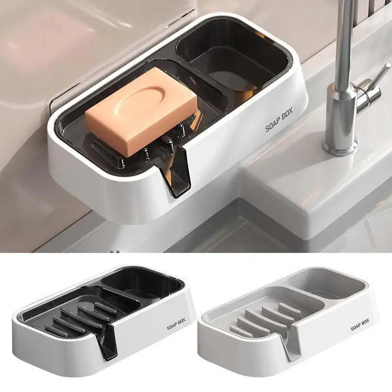 

Universal Bathroom Soap Storage Rack Adhesive Soap Holder Household Draining Wall Mounted Soap Holder for kitchen Sink Container