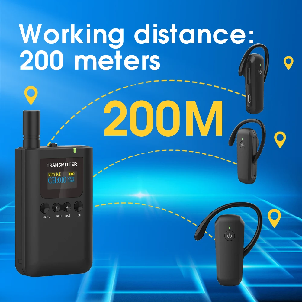 Wirelesslinkx Tour Guide System 2 Transmitter with 4 Microphones, 45 Ear Receivers, 1 Charger for Translation Tourism Teaching