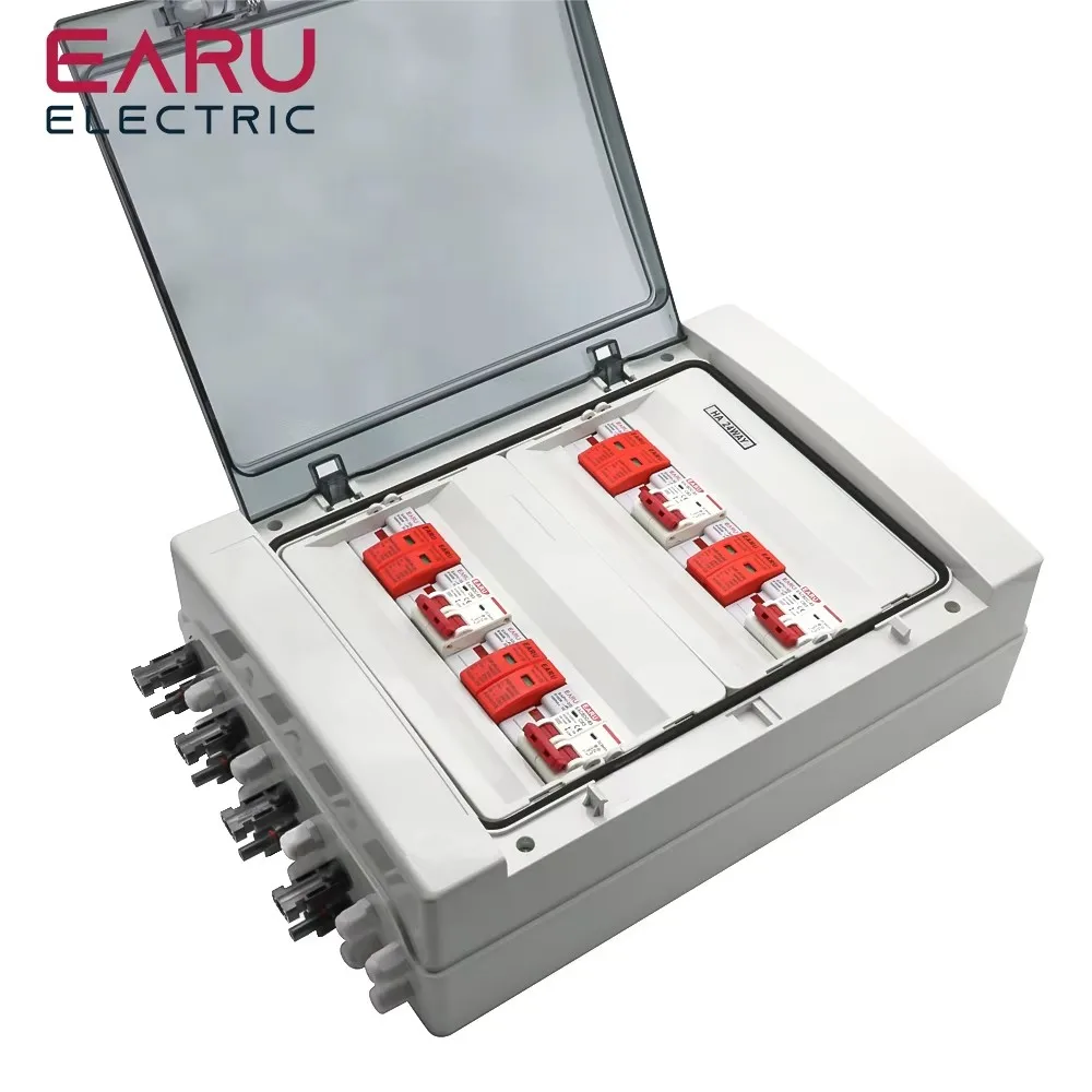 500V 4 Input 4 Output DC Solar PV Photovoltaic Combiner Box SPD Lightning Protection MCB Circuit Breaker Waterproof Box IP65 solar combiner box