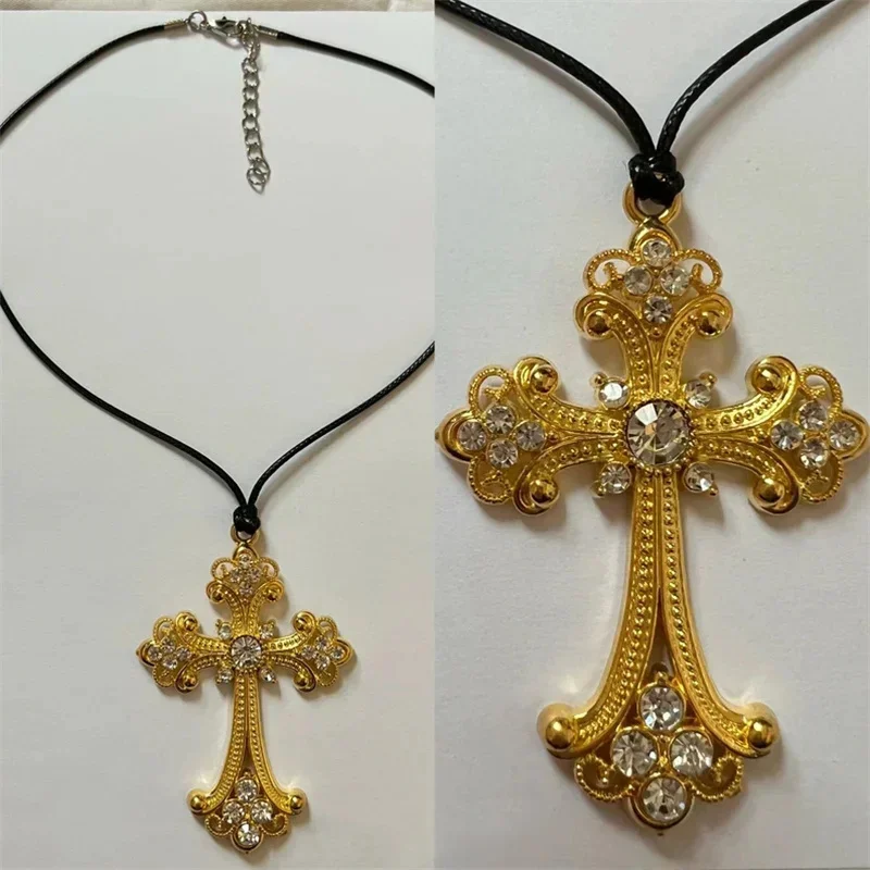 Rhinestone Cross Choker Necklace 2