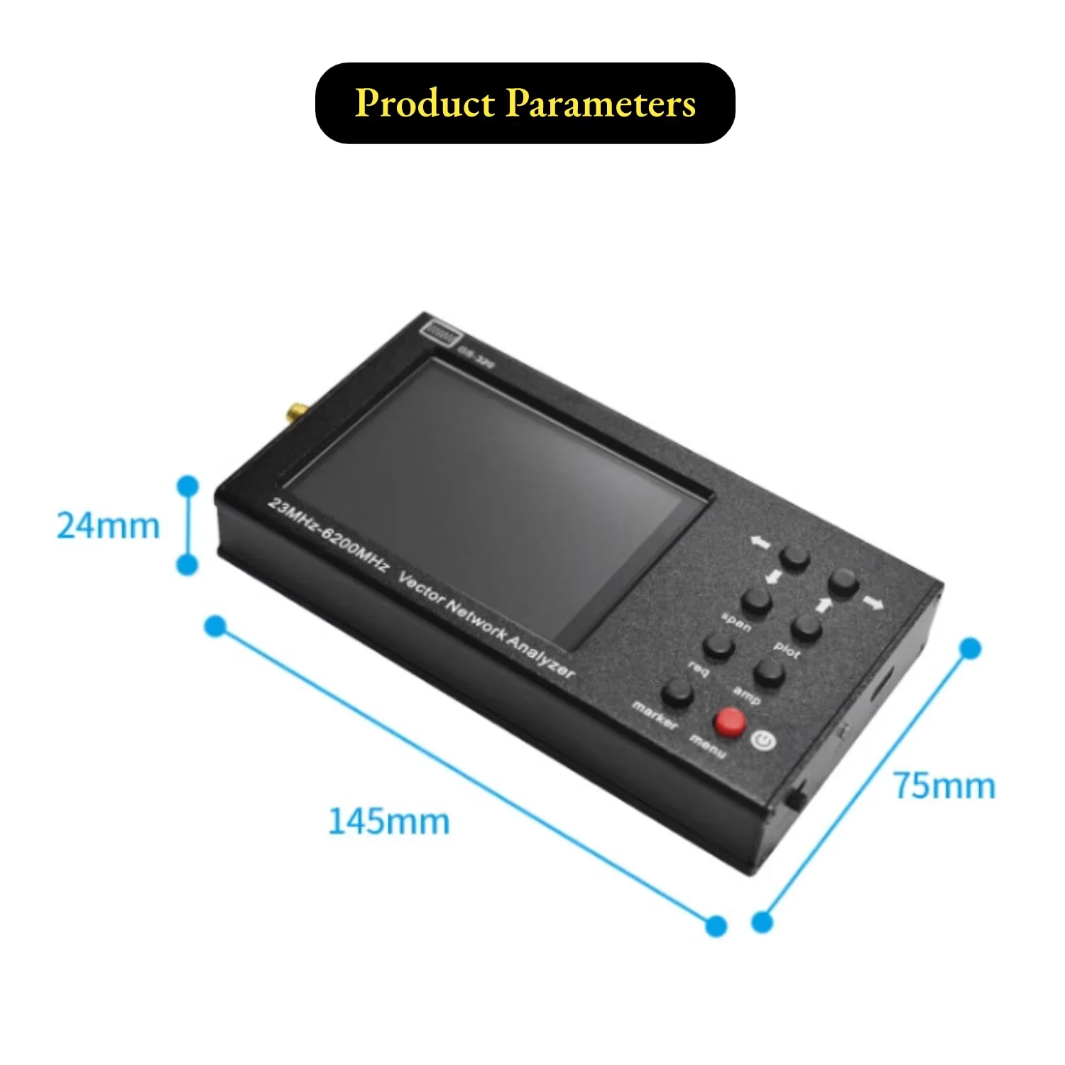 SA6 GS320 23-6200MHZ Handheld Vector Network Analyzer 10KHz Frequency Resolution PC Software Control 3.2"Touchscreen