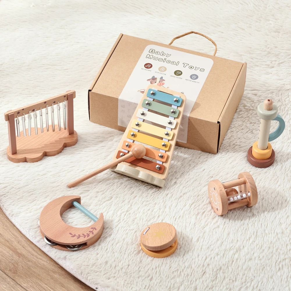 Baby-Handglocke, Klingelinstrument, Frühkindliche Bildung, Beruhigende Bettglocke, Holzgriff, Kauspielzeug, Holzinstrumente – Detail 14