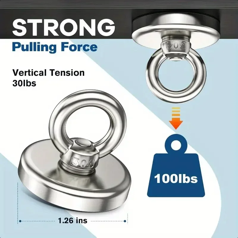 Heavy Duty Search Magnets Strong Neodymium Magnet Salvage Magnet Magnets with Countersunk Hole Eyebolt for Salvage Magnetic