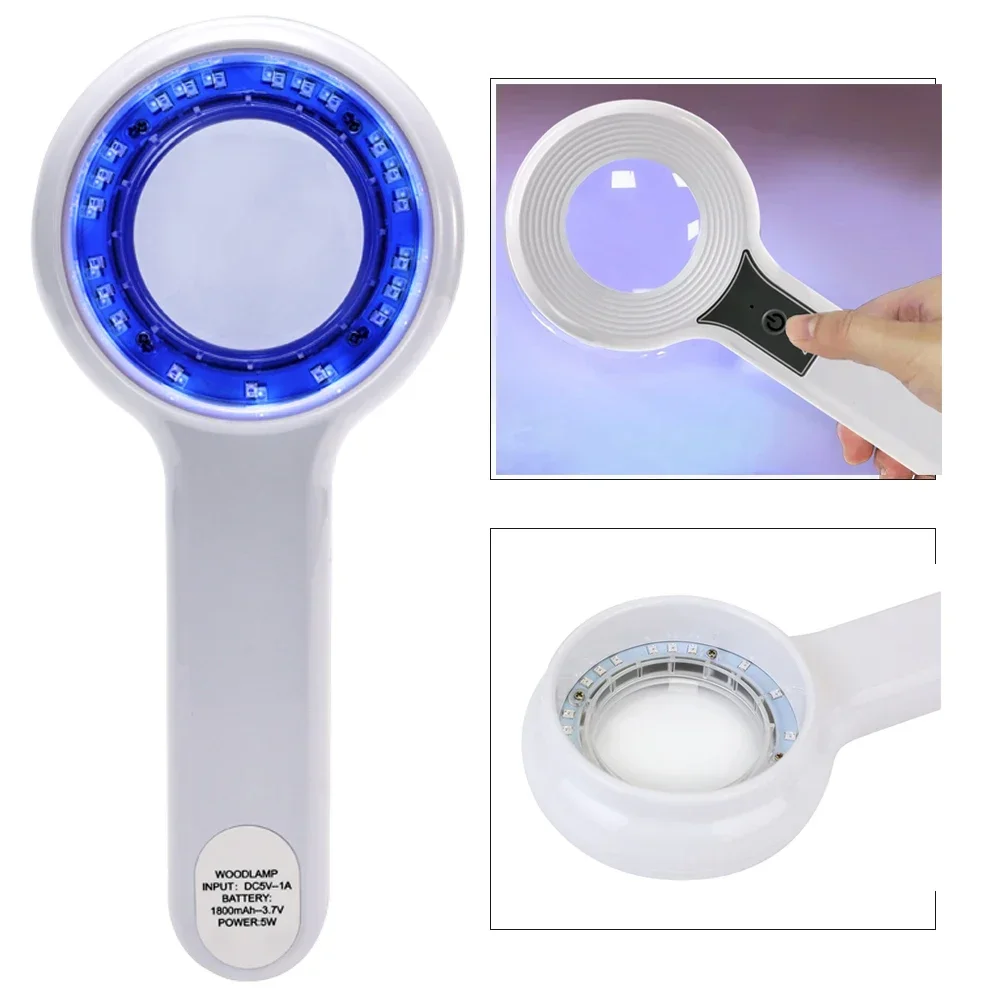 Woods Lamp Skin Analyzer Portable Facial Salon Beauty Analyzer UV Lamp Wood Dermatology for Analyzing Testing Examination