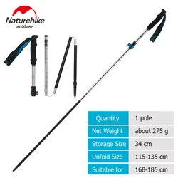 Ultralight Foldable Aluminum Trekking Poles (Silver - 1 pole)